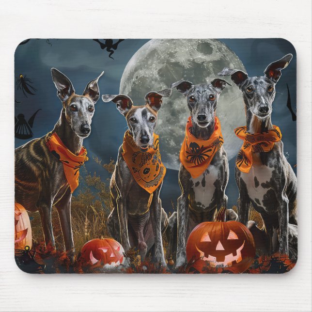 Mousepad Greyhound Halloween Assustador (Frente)