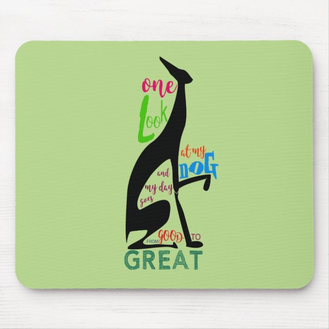 Mousepad Greyhound Italiana Silhouette ama My Dog Na moda (Frente)