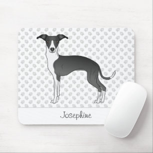 Mousepad Greyhound Italiano Preto E Branco Com Nome Persona