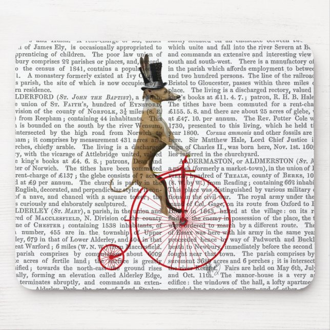 Mousepad Greyhound na bicicleta Red Penny Farthing (Frente)