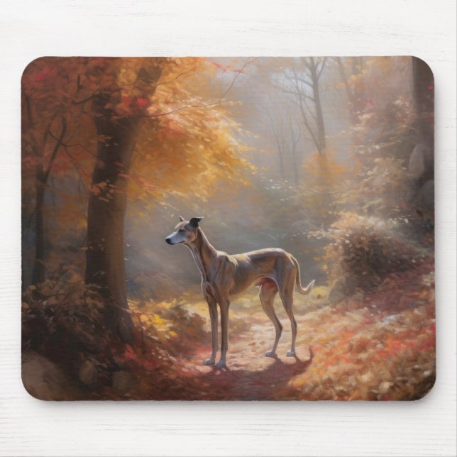 Mousepad Greyhound no outono deixa cair inspiração (Frente)