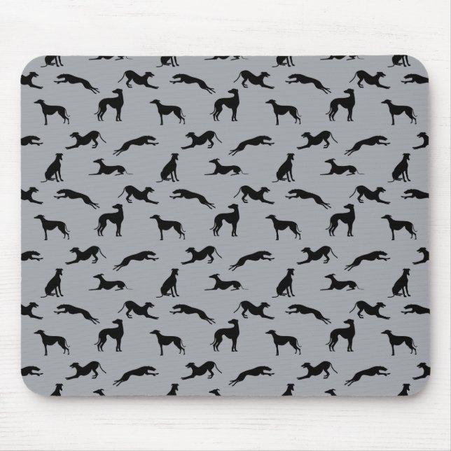 Mousepad Greyhound Silhouettes Black na Cinza (Frente)