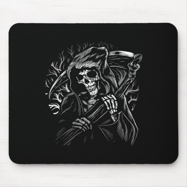 Mousepad Grim Reaper Skull Death Scythe Morto Gothic Horror (Frente)