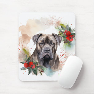 Mousepad Grinalda de Natal Cane Corso Cachorro Festivo