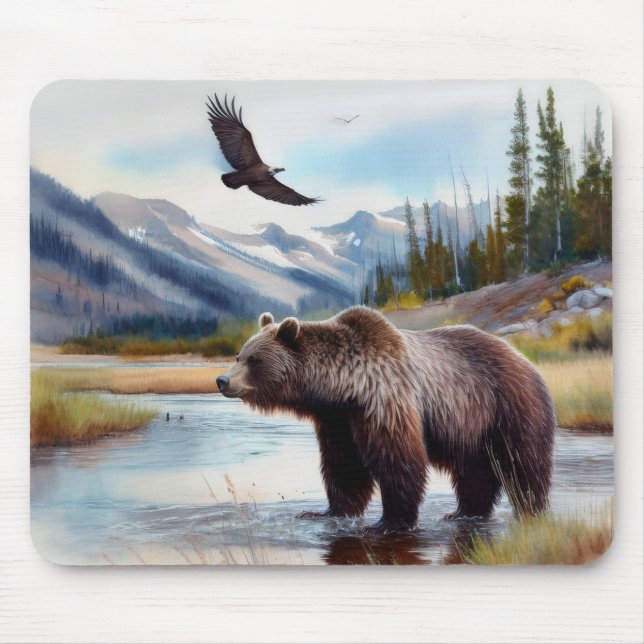 Mousepad Grizzly Eagle Wildlife (Frente)