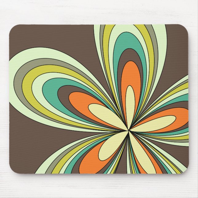 Mousepad Groovy 60s 70s Hippie Flower Brown Retro Daisy (Frente)
