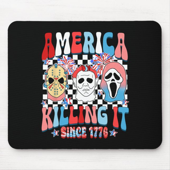 Mousepad Groovy América Matando desde 1776 Horror 4 de Julh (Frente)