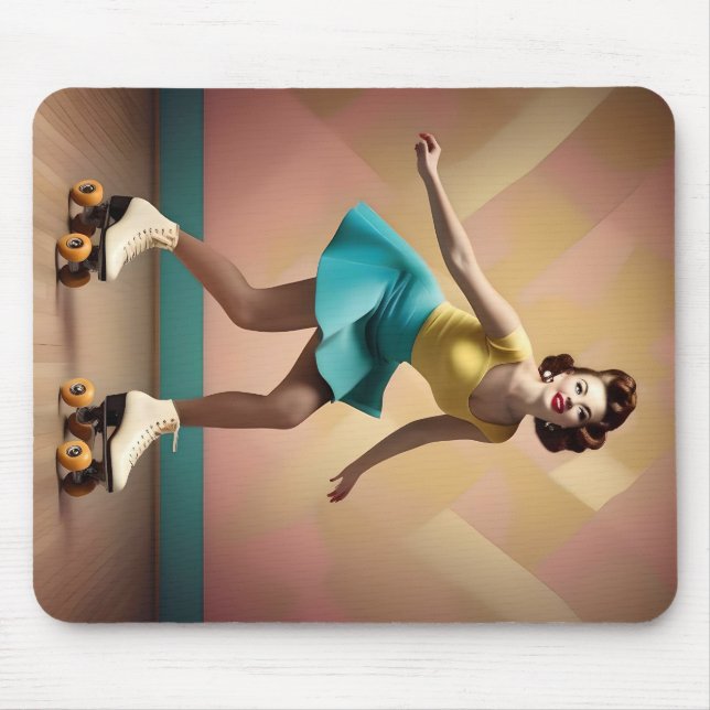 Mousepad "Groovy Glide: Ritmos Retrô em Rodas de Skate" (Frente)