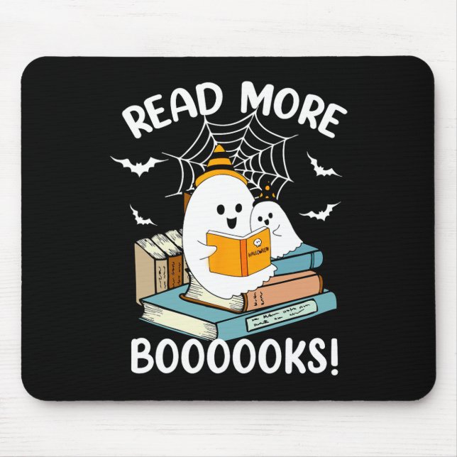 Mousepad Groovy Halloween Ghost Leia Mais Livros Bibliotecá (Frente)