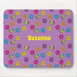 Mousepad Groovy Hippie Peace and Flower Chá