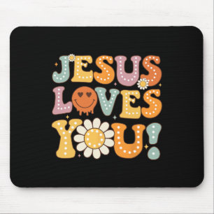 Mousepad Groovy Jesus ama Vocês Crianças Mulheres Fé Religi
