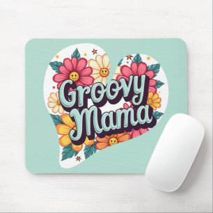 Mousepad Groovy Mama Retro Floral 70s Design estético
