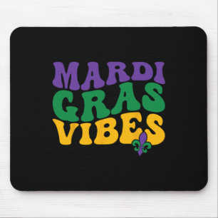 Mousepad Groovy Mardi Gras Vibes Carnaval Miçangas Engraçad