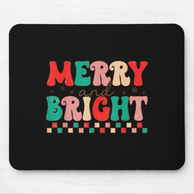 Mousepad Groovy Merry And Bright Christmas Matching Family  (Frente)