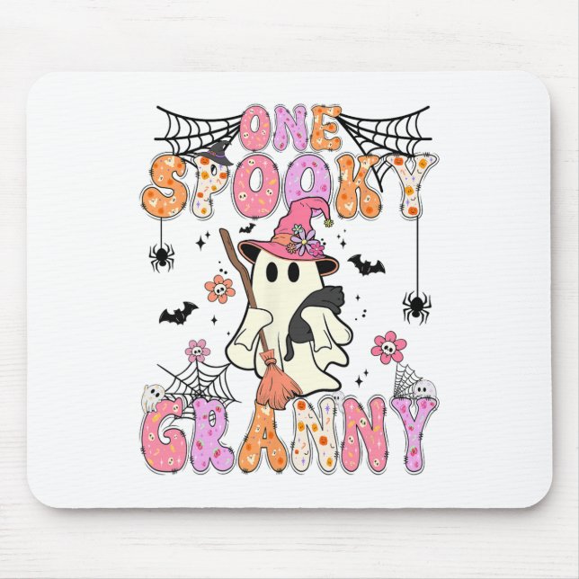 Mousepad Groovy One Spooky Avó Retro Halloween Cute Ghos (Frente)