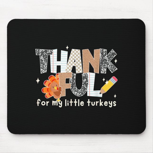 Mousepad Groovy Thankful For My Little Turkeys Thanksgiving (Frente)