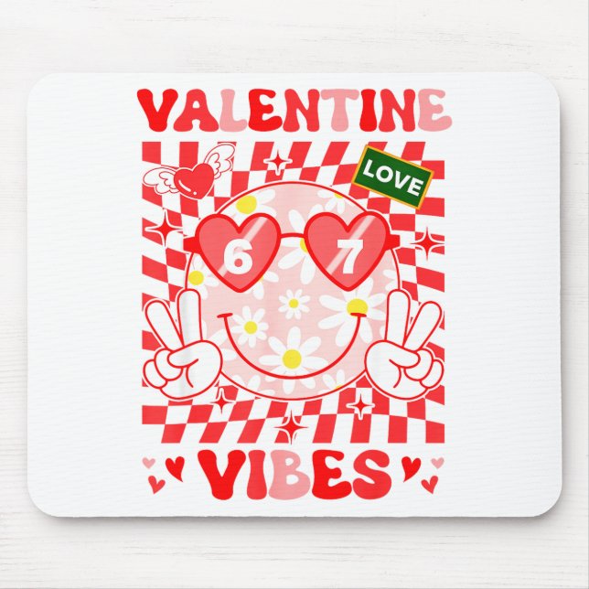 Mousepad Groovy Valentine Vibes Happy Valentine's Day Girl  (Frente)