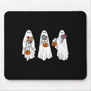 Mousepad Groovy Vintage Floral Ghost Cute Halloween Spooky