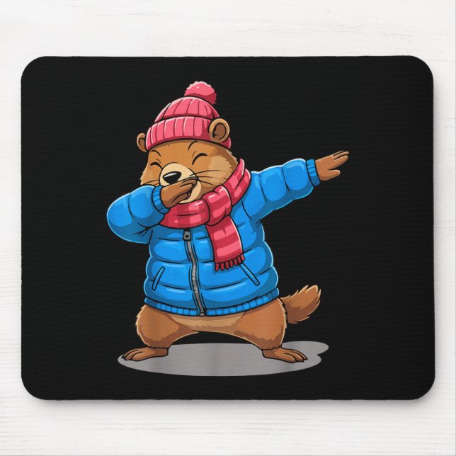 Mousepad Groundhog Dabbing Groundhog Funny February 2 Groun (Frente)