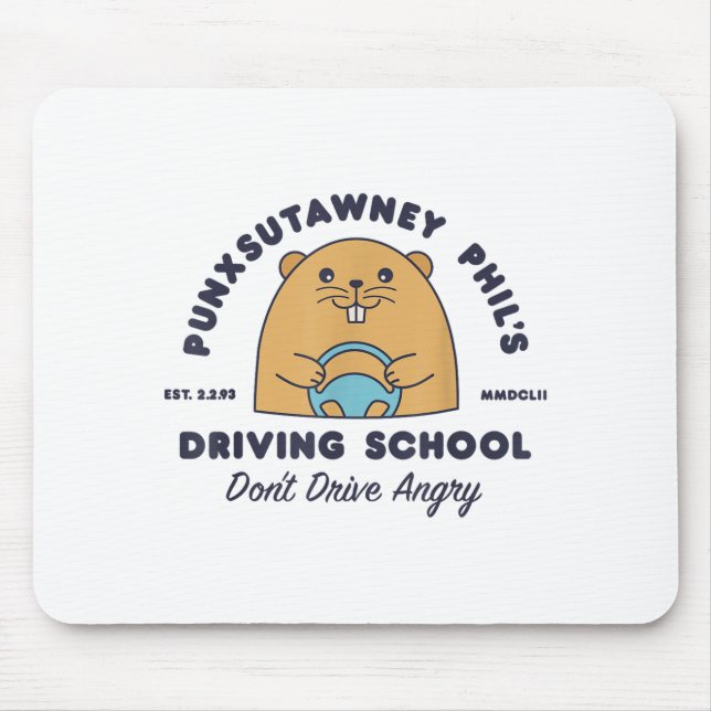 Mousepad Groundhog Driving School Funny Men Women Retro Rod (Frente)