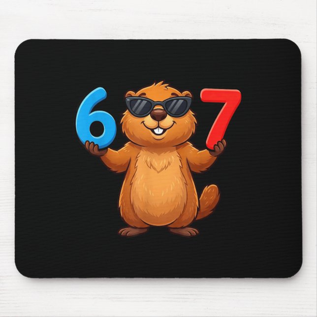 Mousepad Groundhog Seis Sete Gotejamento 67 Meme Engraçado  (Frente)