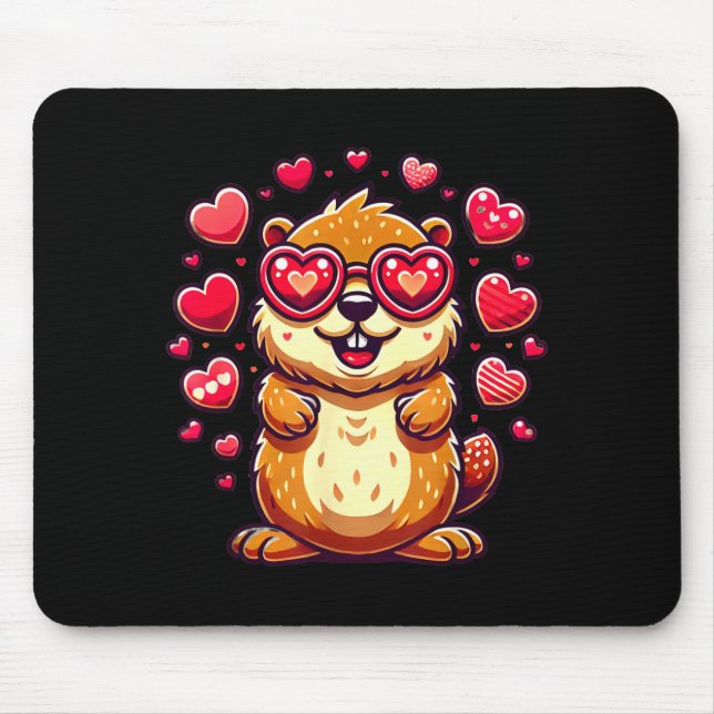 Mousepad Groundhog Valentines Day Animal Lovers _4  (Frente)