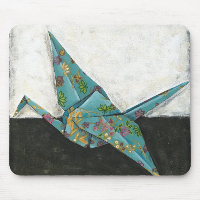 Mousepad Grua Origami com Designs Florais (Frente)