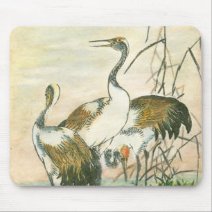 Mousepad gruas orientais pela água
