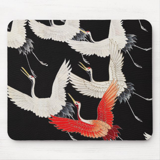 Mousepad Gruas voadoras japonesas Kimono Art (Frente)