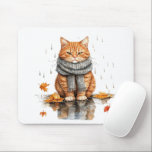 Mousepad Grumpy Orange Cat in Rain<br><div class="desc">Grumpy Orange Cat in Rain</div>