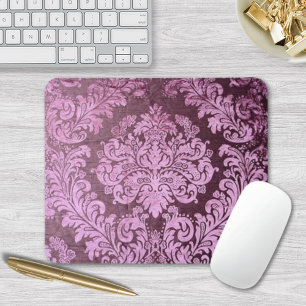 Mousepad grunge chique floral Damasco roxo vitoriano
