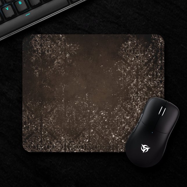 Mousepad Grunge de Bronze Glimmery | Rich Brown Glam Damask (Criador carregado)
