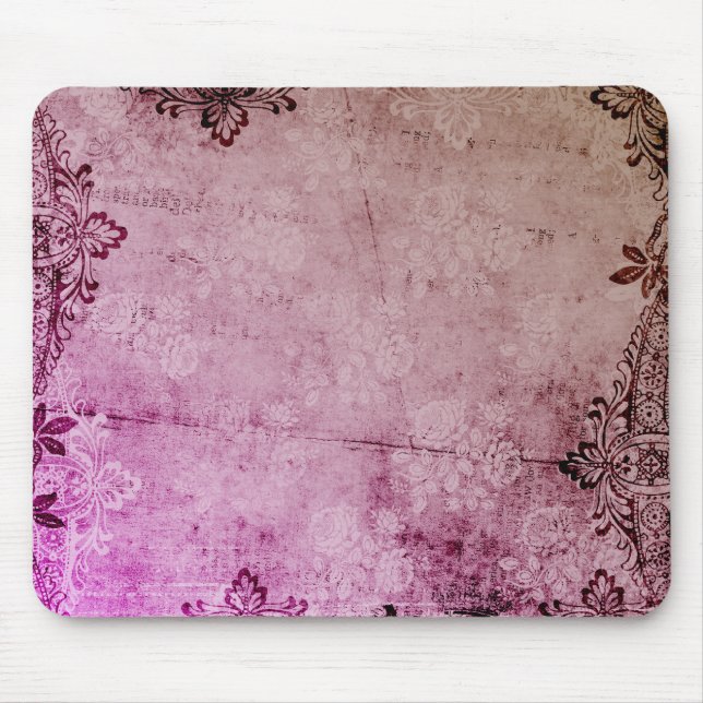 Mousepad Grunge floral da aguarela do KRW Borgonha (Frente)
