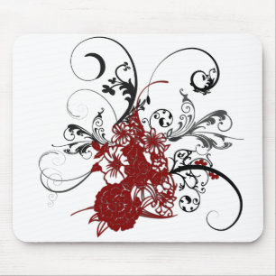 Mousepad Grunge floral vermelho do KRW