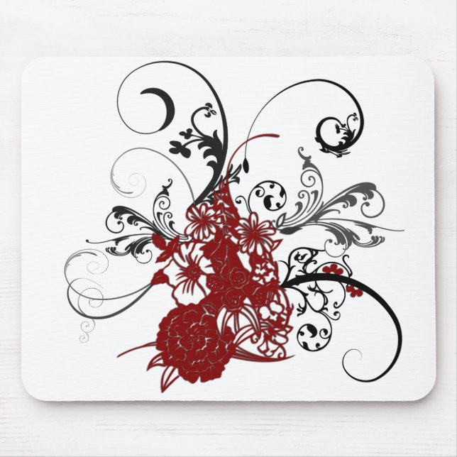 Mousepad Grunge floral vermelho do KRW (Frente)