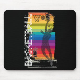 Mousepad Grunge Rainbow Ilustração negra de basquete