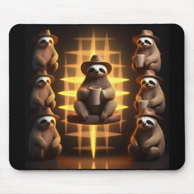 Mousepad Grupo De Café De Bebendo De Lama (Frente)