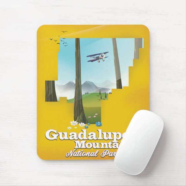 Mousepad Guadalupe serra Parque Nacional, mapa do Texas. (Com mouse)