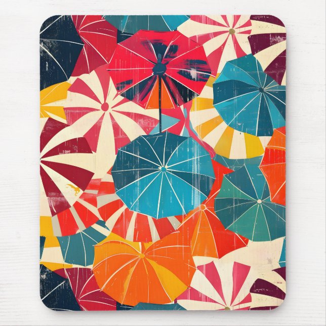 Mousepad Guarda-chuva retrô dia chuvoso pop art (Frente)