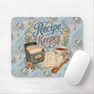 Mousepad Guarda-Receitas Floral Vintage Cottagecore Azul