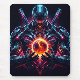 Mousepad Guardião Cósmico Cibernético Abstrato Robô Futuris