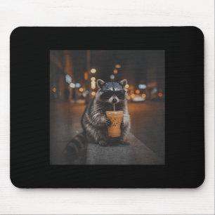 Mousepad Guaxinim bebendo café gelado meme engraçado de ani