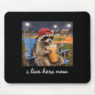Mousepad Guaxinim engraçado campo de beisebol vive aqui