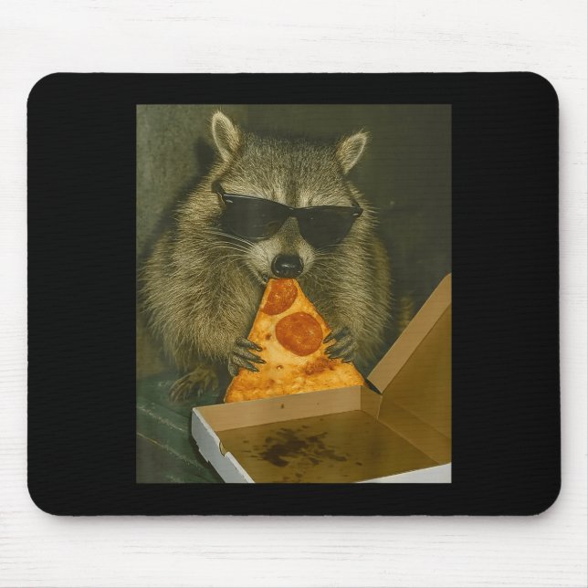 Mousepad Guaxinim Engraçado Comendo Zza Meme de Animal Guax (Frente)