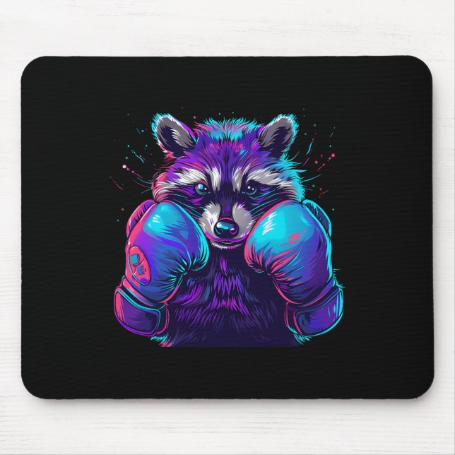 Mousepad Guaxinim Luchando Com Luvas de Boxe Kickboxing Eng (Frente)