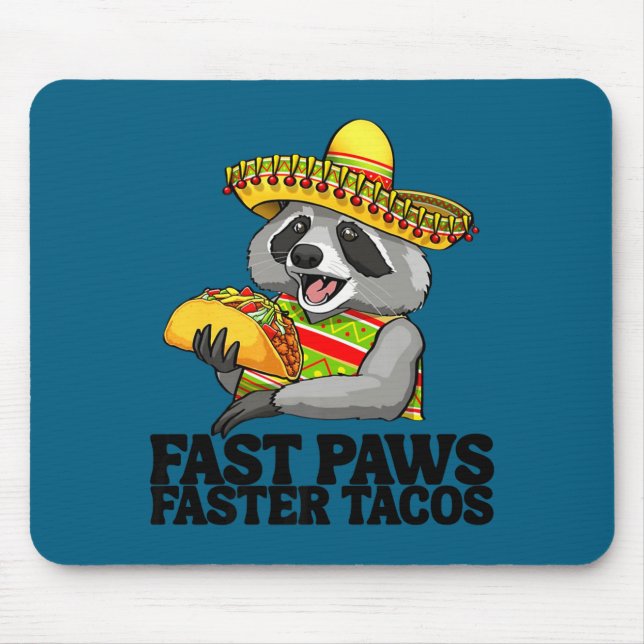 Mousepad Guaxinim mexicano cinco de maio engraçado fofo com (Frente)