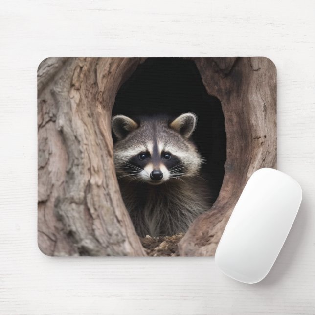 Mousepad Guaxinim na Caverna da Árvore (Com mouse)