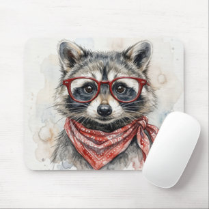 Mousepad Guaxinim Usando Óculos Vermelhos