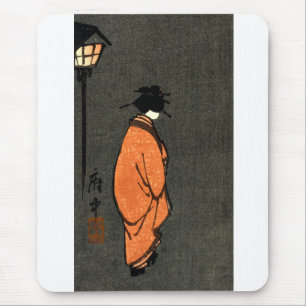 Mousepad Gueixa vestido com robe alaranjada
