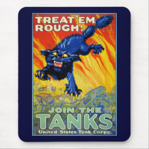 Mousepad Guerra Militar Vintage Recrutando com um Gato Selv